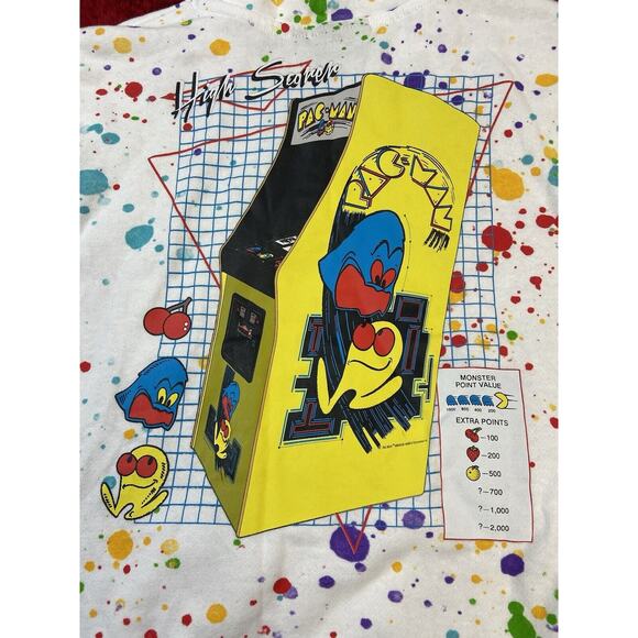 Pacman Arcade Game High Scorer Hoodie Rainbow Dots Sweatshirt M(12) Juniors Tag - Picture 8 of 8